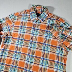 Ralph Lauren Shirt Men's Medium Long Sleeve Orange Plaid